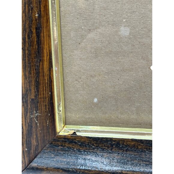 Vintage Wooden Photo Frame With Gold-Tone Trim Rectangular 5x7 Inch Classic Desi - Picture 4 of 5